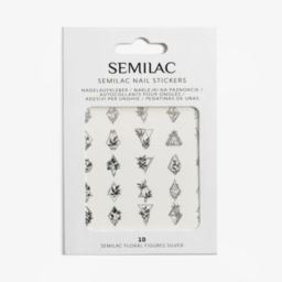 10 Semilac naklejki na pazn. Floral Figures Silver