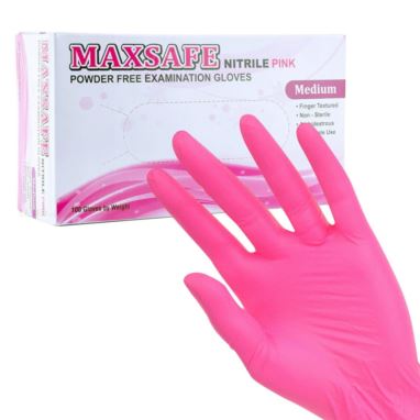Rękawice nitrylowe MAXSAFE różowe M - 100 szt