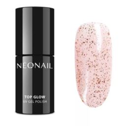 NeoNail Top hybrydowy Top Glow Rose Gold Flakes