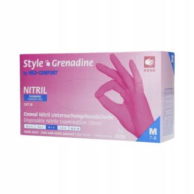 Rękawiczki GRENADINE nitrylowe różowe M 100 sztuk