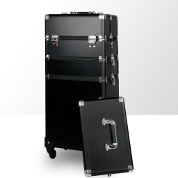 Kufer kosmetyczny - duży dwuczęściowy z kółkami - DK-1A - CZARNY